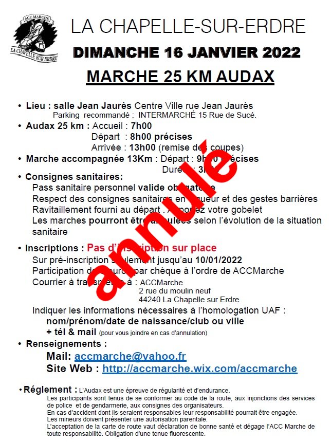 Athlétic Club Chapelain Marche La Chapelle sur Erdre